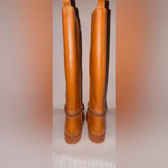 Michael Kors Mindy Leather Signature Logo Trim Boot Women’s Size 9 Brown/Luggage - Picture 5 of 16